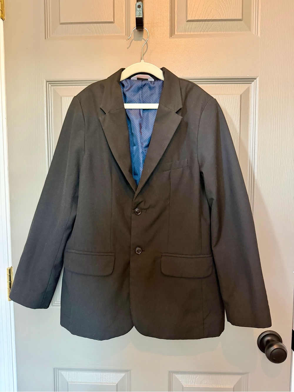 Boys Classic Black Blazer with Blue Lining